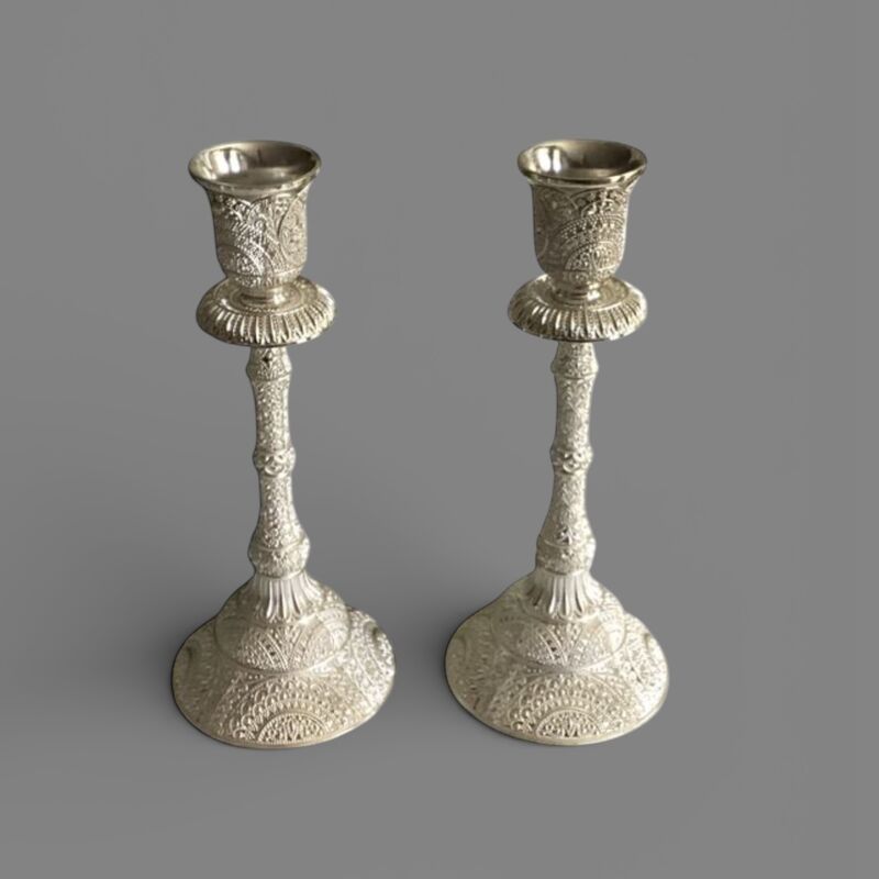 Candlesticks   Pair Vintage Silver