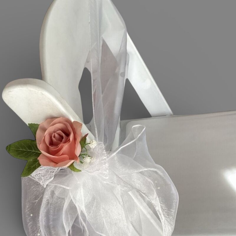 Ceremony Aisle Chair Flowers   Dusty Pink Rose with White Gyp