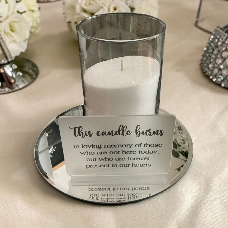 Memorial   Crystal Sand Candle Mirror and Sign 