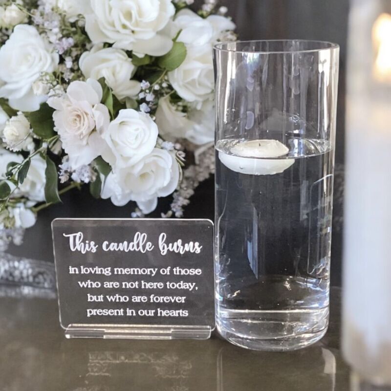 Memorial   Crystal Sand Candle Mirror and Sign 