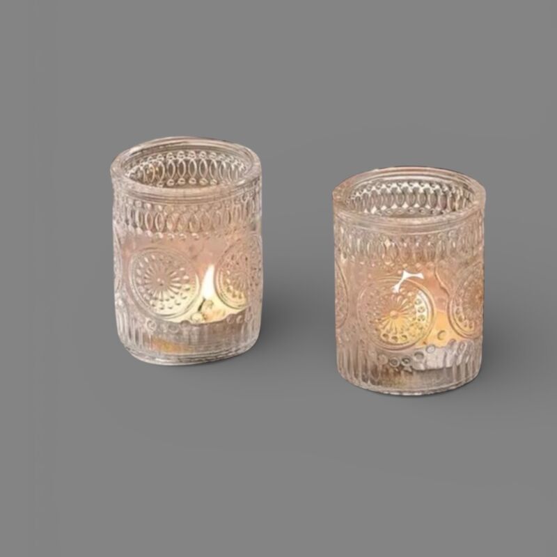 Tea lightVotive Holder   Clear Vintage Glass 