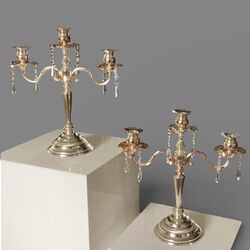 Candelabra - 3 arm Silver with Gold and Crystals 