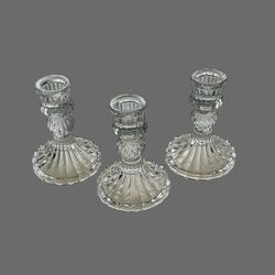 Candlestick Holders - Clear Glass