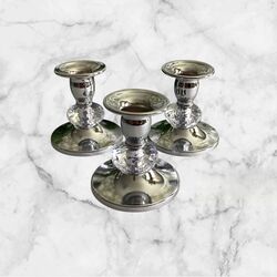 Candlestick Holders - Silver/Glass 