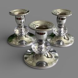 Candlestick Holders - Silver/Glass 
