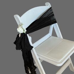 Ceremony Aisle Chair Sash  Cheesecloth  Black