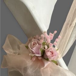 Ceremony Aisle Flowers. - Pink Roses, Pink Gyp