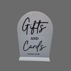 Gifts & Cards Sign - White Acrylic Arch