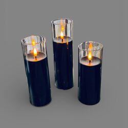 LED Candles in Glass - Black 