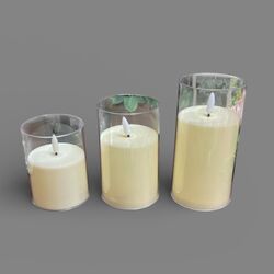 LED Candles in Glass - Ivory 8 cmW