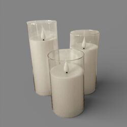 LED Candles in Glass  - White 7.5cmW 