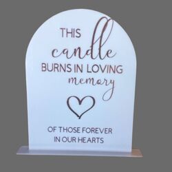 Memorial Candle Sign  - White Acrylic Arch with Rose Gold