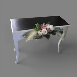 Signing Table - White Base with Dark Walnut Top