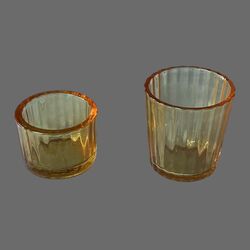 Tea-Light Holders - Gold Vertical Ribbed 