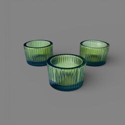 Tea-Light Holders - Green Vertical Ribbed
