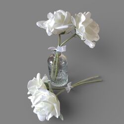 Vase Flowers - 2 x White Roses 
