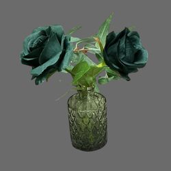 Vase Flowers - Bud Vase with Green Roses 