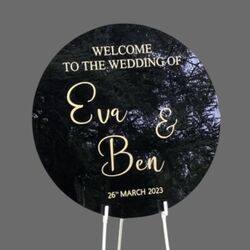 Welcome Board - Black Acrylic Round