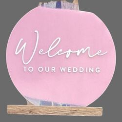 Welcome Board - Raised Acrylic Gold/Pink 