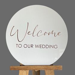 Welcome Board - Round White Acrylic with Gold