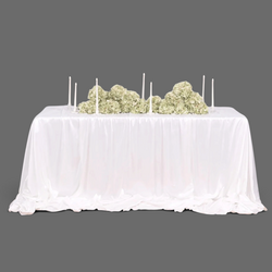 White Ice Silk Satin Draping Tablecloth