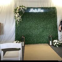 Green Wall, Mr & Mrs Neon Sign, Arbour Flowers 