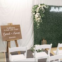 Welcome Board, Rustic Easel, Green Wall 