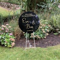 Black Acrylic Welcome Board, White Easel 