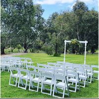White Wooden Arbour, Americana Chairs 