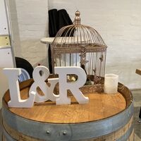 Rose Gold Birdcage, White Initials 