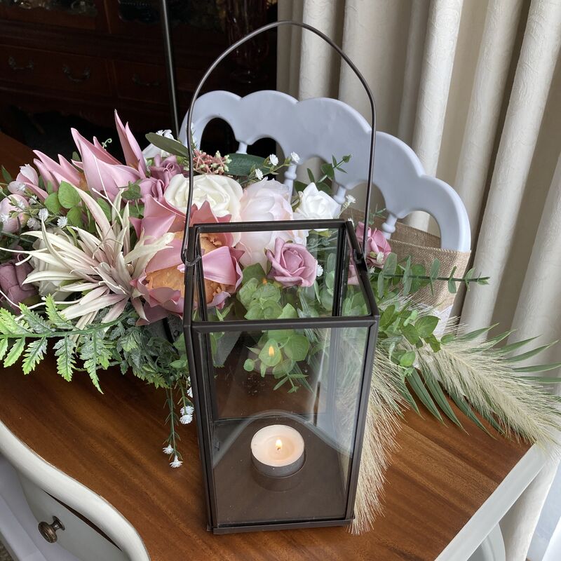 Black Frame Lanterns with Handle Wedding Decor for Hire