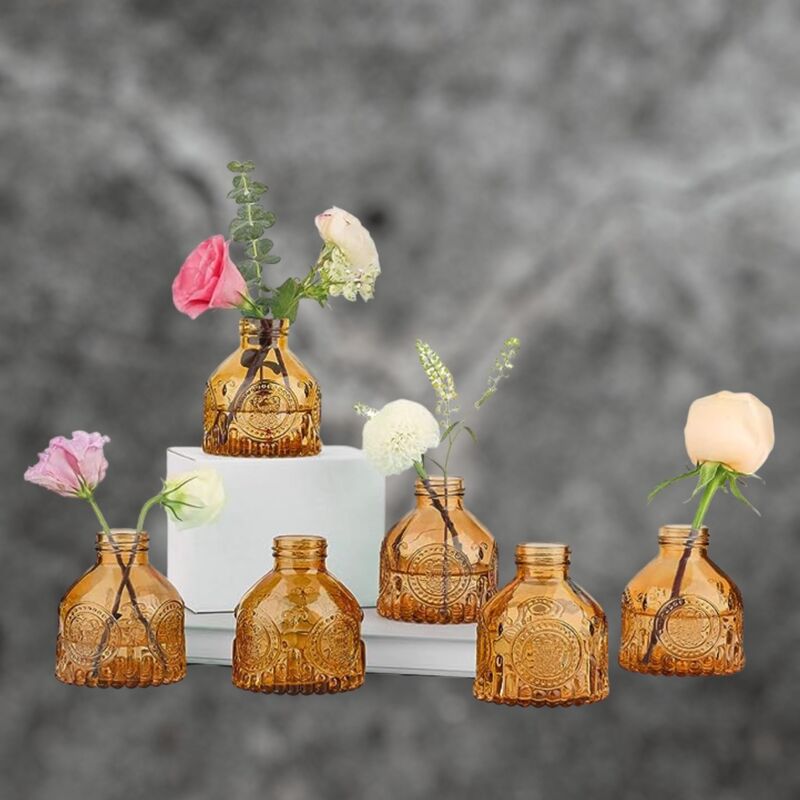 Bud Vase   Amber Vintage Style 
