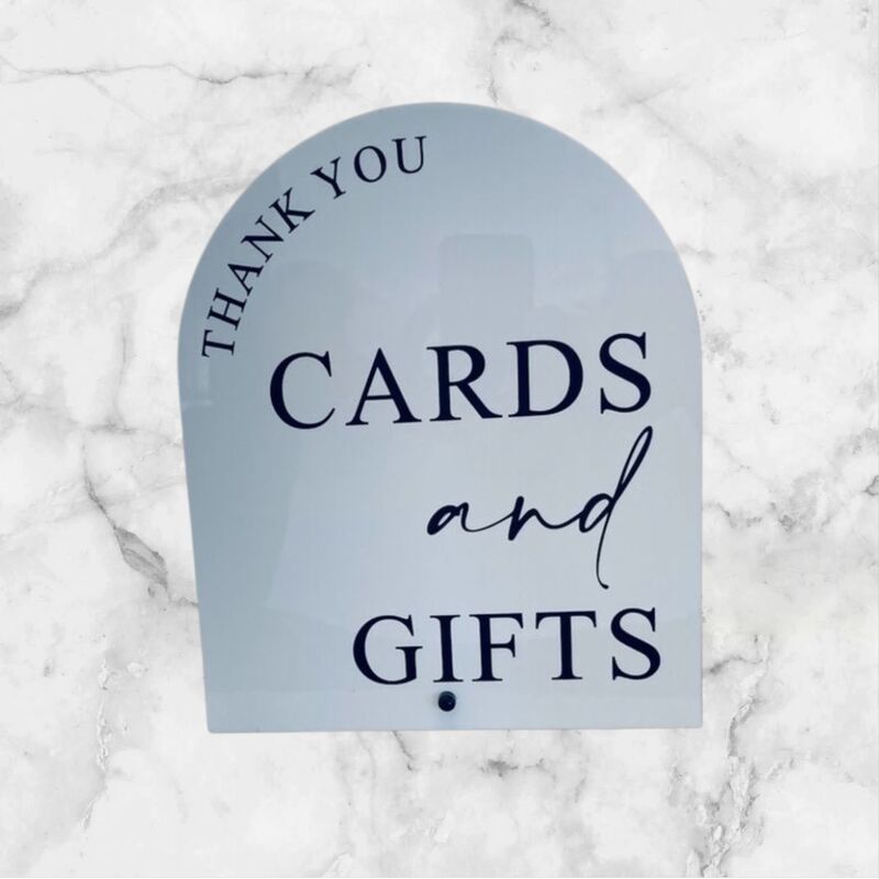 Cards + Gifts Sign   White Arch with Black 