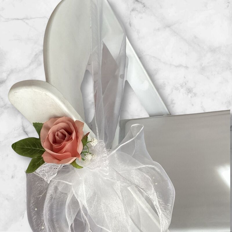 Ceremony Aisle Chair Flowers   Dusty Pink Rose with White Gyp
