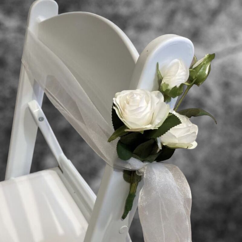 Ceremony Aisle Chairs  White Silk Roses 