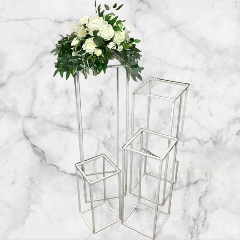 Flower Display Stands x 4  White Clear Acrylic Tops 