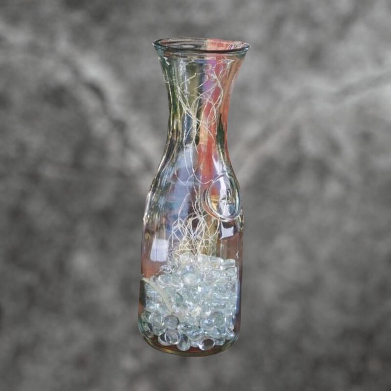 Glass Wine Carafe with Glass Beads and String lights 