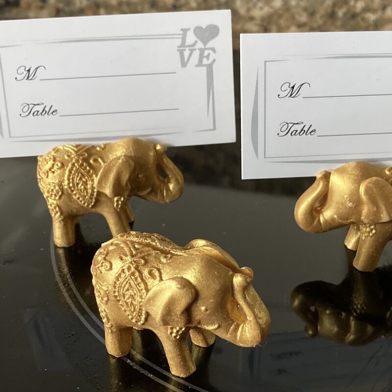 CLEARANCE SALE Gold Lucky Elephant Place Card Holders Wedding Decor