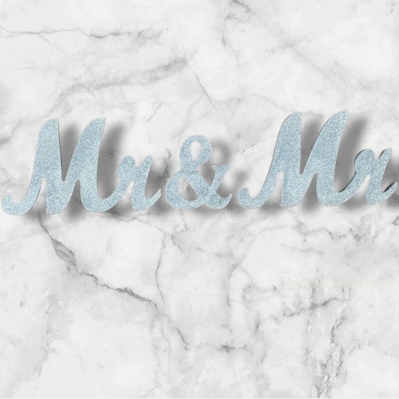 Mr + Mr Mrs + Mrs or Mr + Mrs   Silver Glitter