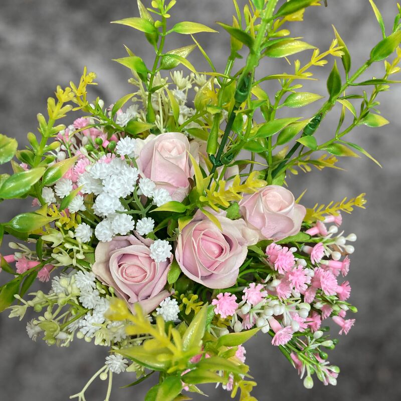 Pink Silk Roses with Pink Gyp Posy