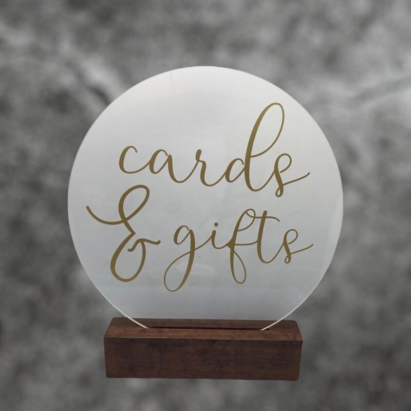 Round Acrylic Cards + Gifts Sign 
