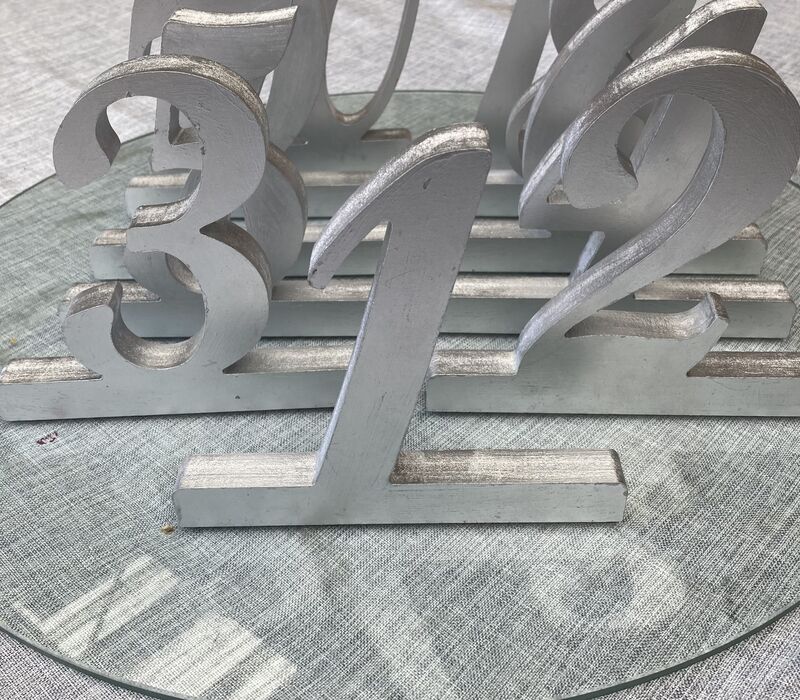 CLEARANCE FOR SALE Silver Wooden Table Numbers Wedding Decor for Hire