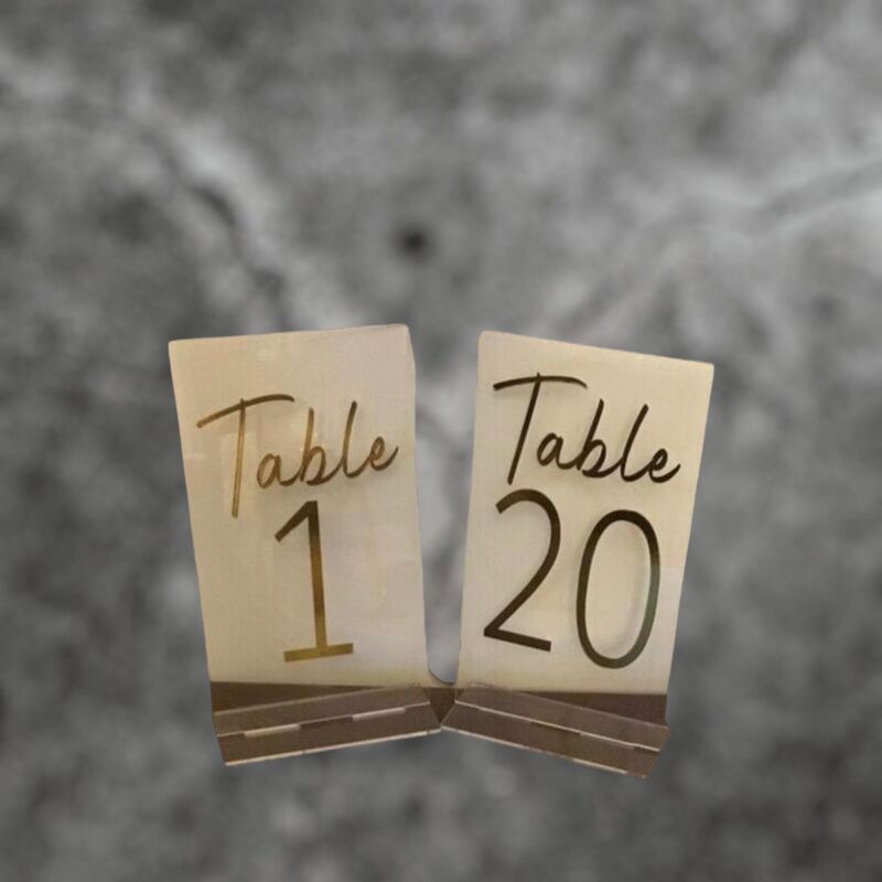 Table Numbers   Gold Acrylic 