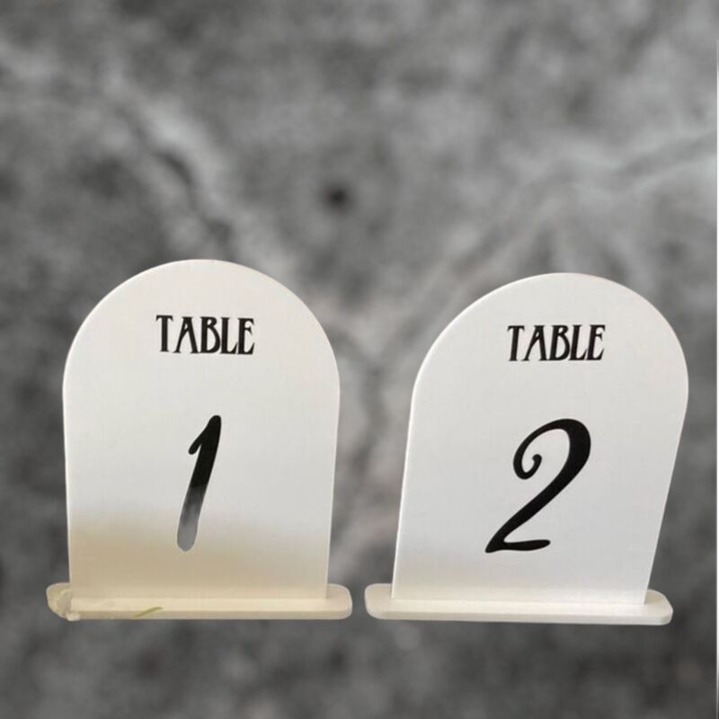 Table Numbers   White Acrylic Arch 