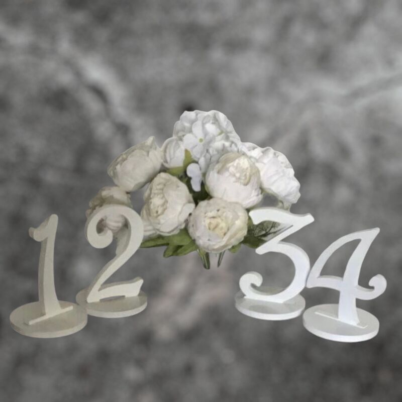 Table Numbers   White Wooden Script