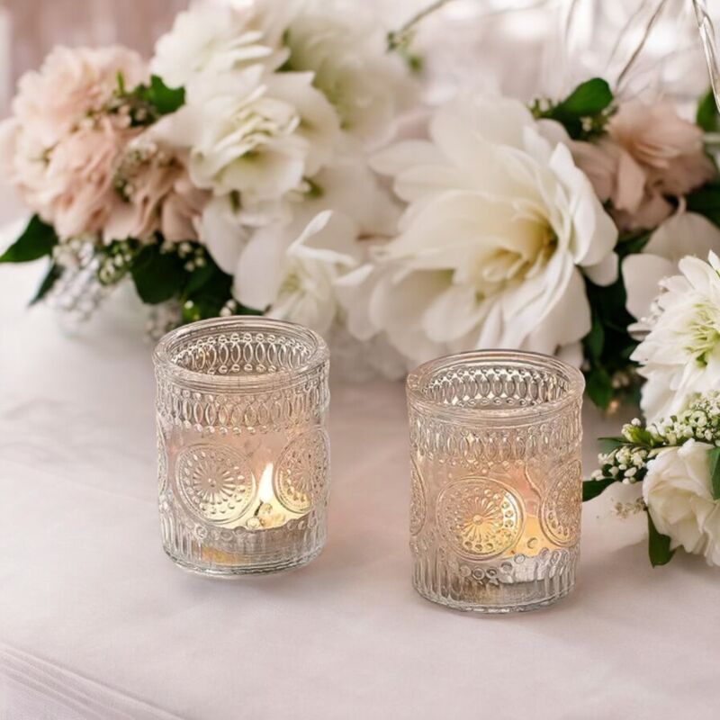 TealightVotive Holder  Clear Vintage Glass 