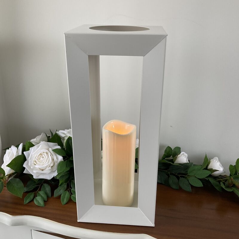 Metal Lantern White with LED Candle Wedding Decor for Hire
