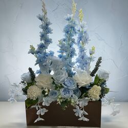 Aisle Flowers  Pale Blue Silk FlowersMirror Box 