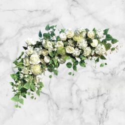 Arbour Flowers   Silk White with Branch Back 