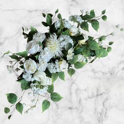 Arbour Flowers   Silk White with Branch Back 